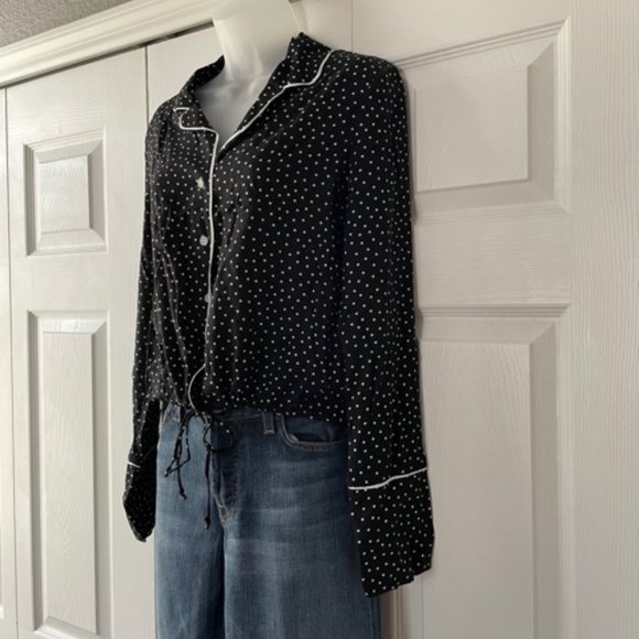 Scripted Polka Dot Crop Longsleeve Top from Saks NWT - Picture 6 of 8